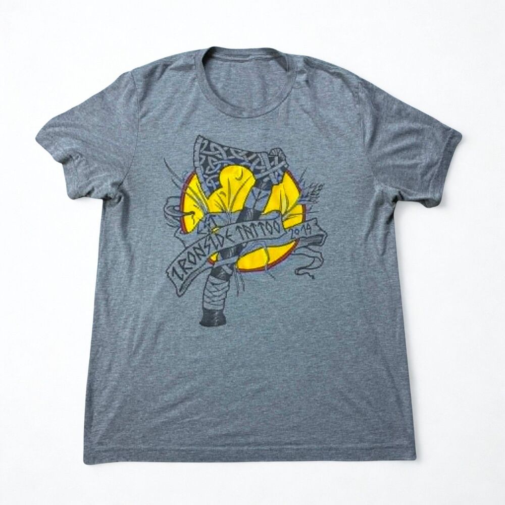 Iron Side Tattoo 2014 Graphic T Shirt Mens XL Gray Short Sleeve Tee
